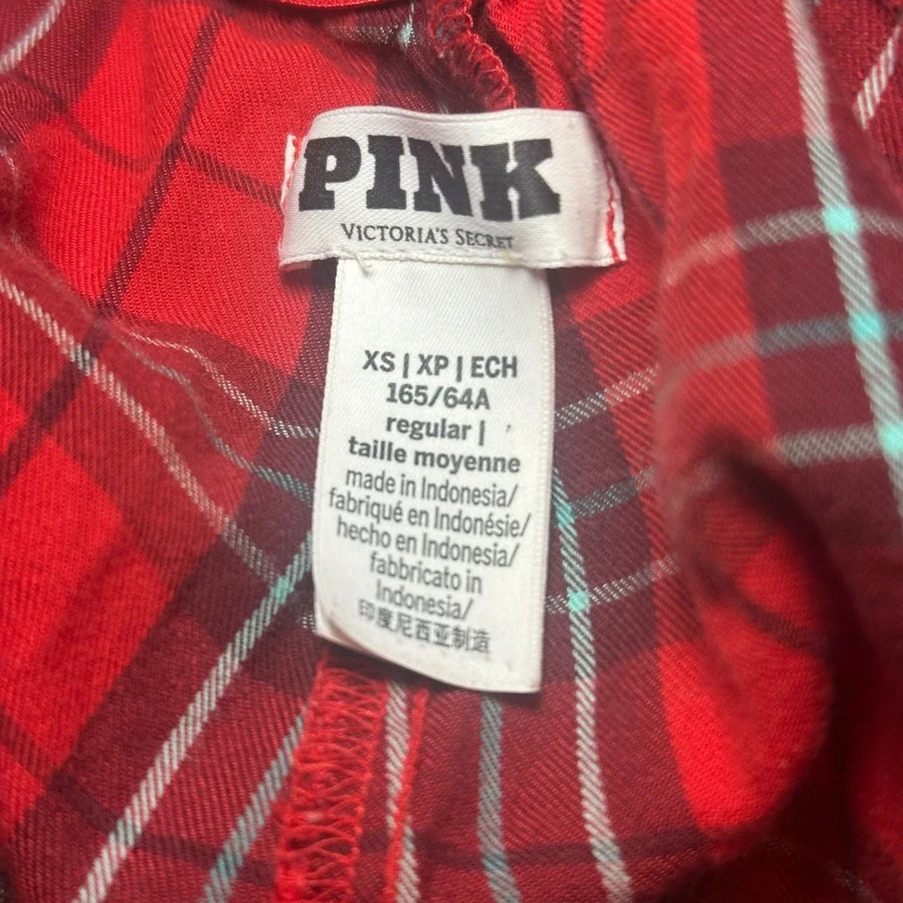 Pink Victoria's Secret Plaid Pajama Pants Red White Blue‎ XS Lounge Sleepwear